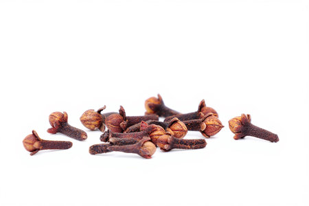 Dry spice cloves isolated on white background. Cloves spice. Some dried cloves.