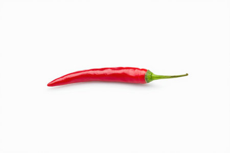 Red fresh chili peppers isolated on white background