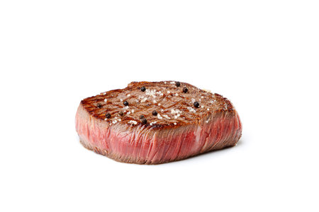 Juicy grilled steak isolated on white background