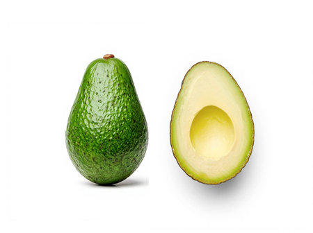 Fresh green avocado isolated on white background