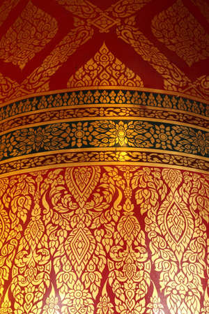 Traditional thai art on circular column,Wat Panancherng ,Ayutthaya ,Thailandの写真素材