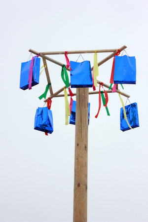 A pillar with giftsの写真素材