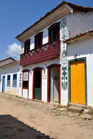 Charming street in Paraty in Brazilの写真素材