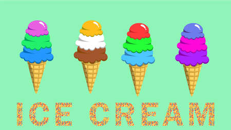 Ice Cream with different flavour.のイラスト素材