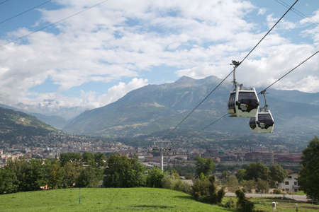 ski lift - Pila Aosta Valleyのeditorial素材