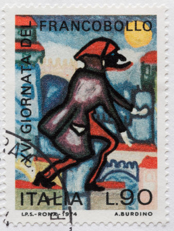 italian postage stampのeditorial素材