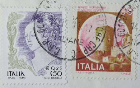 postage stamp - Italyのeditorial素材