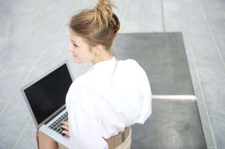 businesswoman with laptopの写真素材