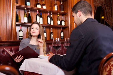 couple at restaurantの写真素材