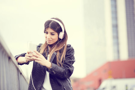 Woman listening to music