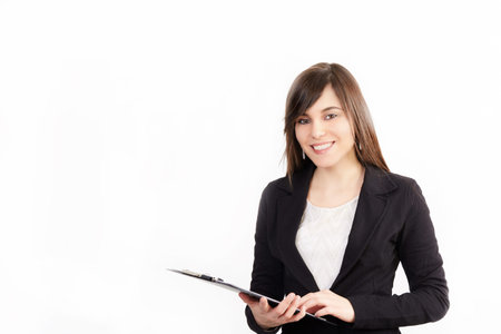 young businesswoman shot in studio background
