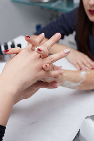 Close up of a woman hand massageの写真素材