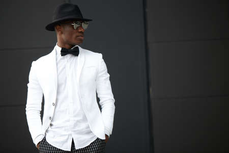 Good looking young black man in trendy clothesの写真素材