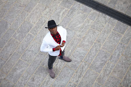 Fashion portrait of stylish young african manの写真素材