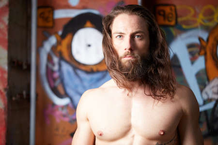 andsome young bearded manの写真素材