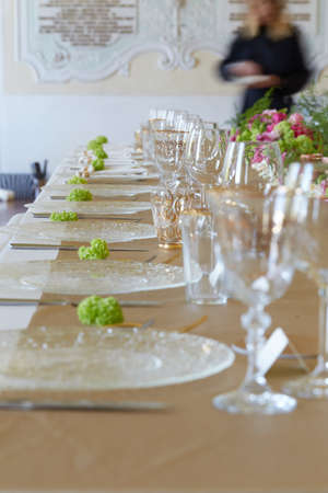 close up of The elegant dinner tableの写真素材