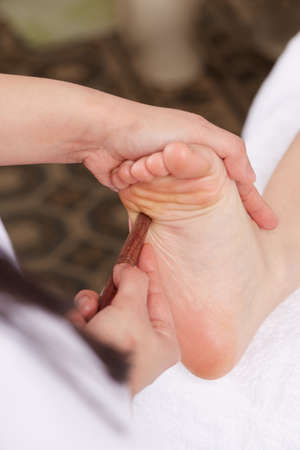 close up of thai foot massageの写真素材
