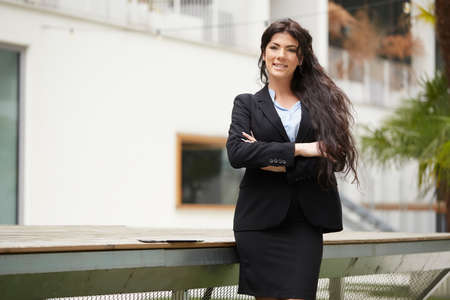 professional businesswoman working in urban environmentの写真素材