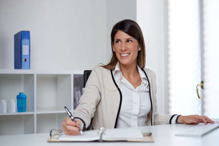 businesswoman working at home officeの写真素材