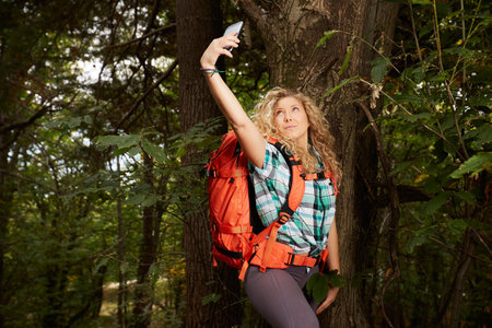 hiker take a selfie