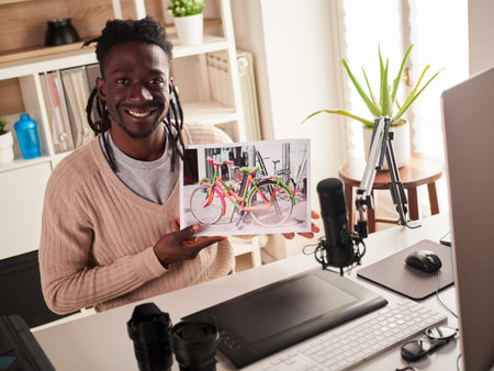 Graphic designer / photographer working in home office