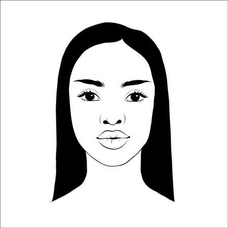 Vector portrait of beautiful african american woman in black and white. Gentle silhouette, fashion illustrationのイラスト素材