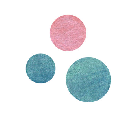 Watercolor illustration of cute blue and pink cartoon circles. For decorating cards and invitationsの写真素材