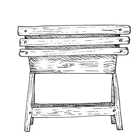 Graphic vector illustration of wooden stand. Hand painting. Horse equipment, for horse sport, ridingのイラスト素材