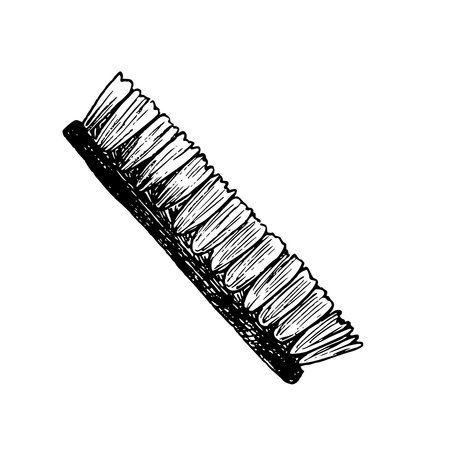 Graphic vector illustration of a wooden brush with bristles for cleaning and grooming a horse for equestrian equipment. Hand painting. Horse equipmentのイラスト素材