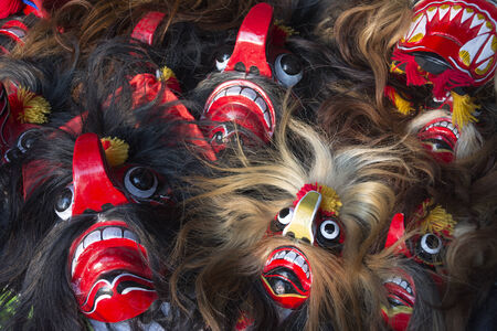 Bujang Anom wooden masksの写真素材