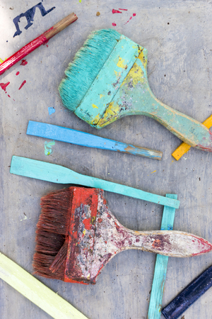 Dirty paint brushesの写真素材