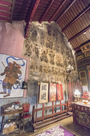 Cu An Kiong Temple interior, one of the oldest chinese temple in Indonesia  in a small city Lasem, Central Java, Indonesia.のeditorial素材