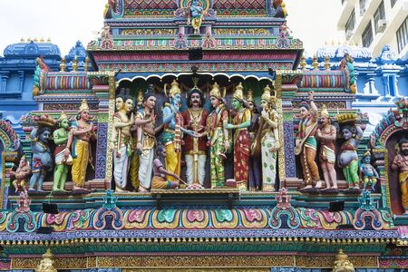 Hindu gods and goddess statues in Sri Krishnan Templeの写真素材