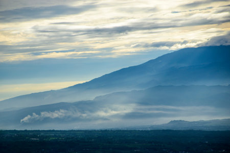 Sunset in the mountains background