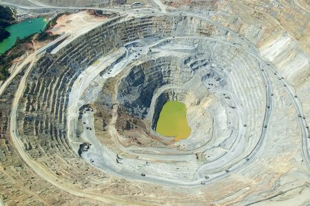 Aerial view to the open pit miningの写真素材