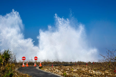 Water blow at Nusa Dua, Baliの写真素材
