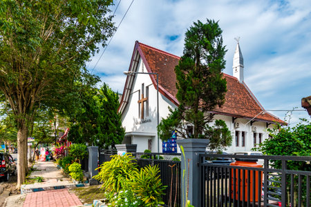 Bondowoso, East Java/Indonesia - January 30, 2021: Dutch heritage church that has been used since 1934 in the small town of Bondowosoのeditorial素材