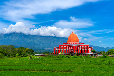 The red mosque on the mountainside