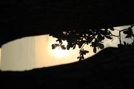 the beautiful view of the sunrise on the coast of Indonesia