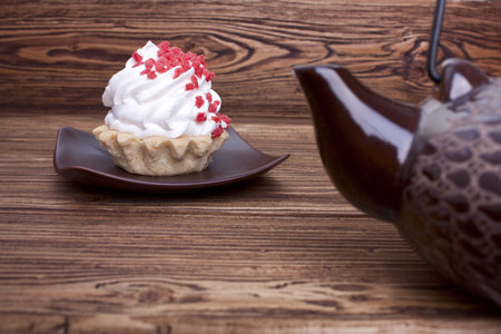 cake on vintage wooden background  selective focus