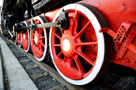 Wheels of the old locomotive  and the elements of the drive