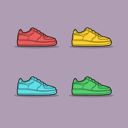Vector illustration of multi-colored sneakersのイラスト素材