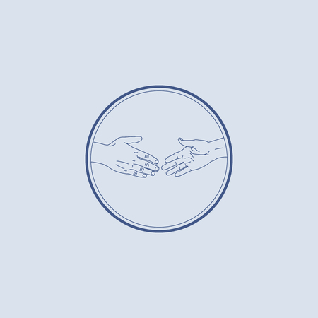 vector illustration icon greeting handshake. hands stretch towards each otherのイラスト素材