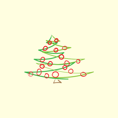 drawn abstract christmas tree vector color illustrationのイラスト素材