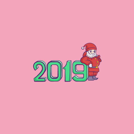 Happy New Year. Santa Claus. 2019. Vector Illustrationのイラスト素材