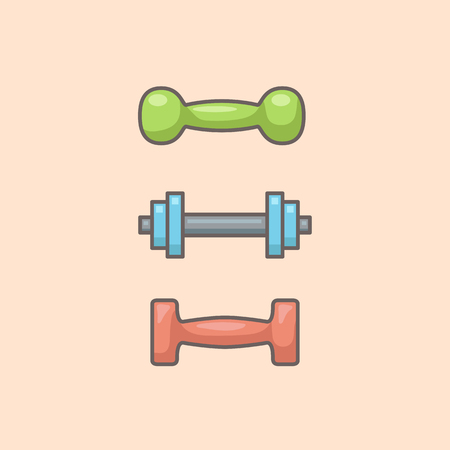 set of multicolored simple cartoon vector dumbbellsのイラスト素材