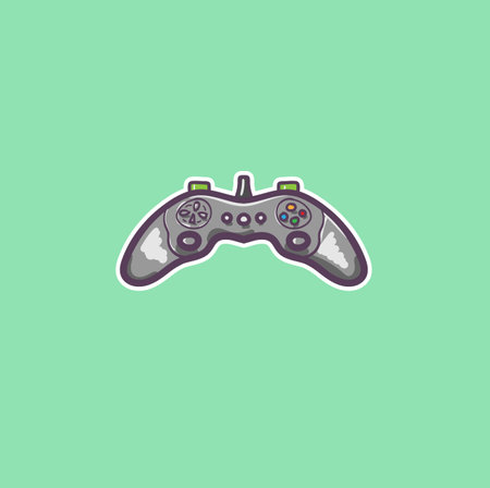 simple color illustration of gamepad in vector