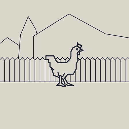 geometric vector monochrome illustration of  a chickenのイラスト素材