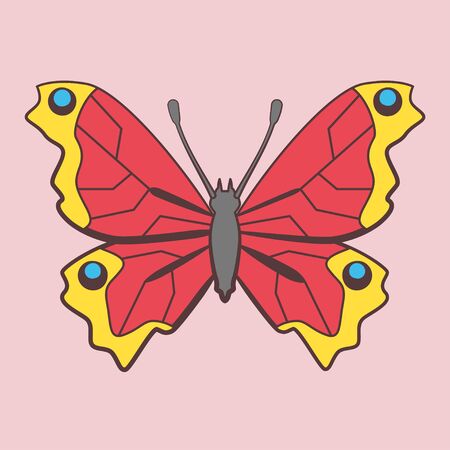 butterfly icon - Colorful Butterfly logo isolated, Beautiful Butterfly illustrationのイラスト素材