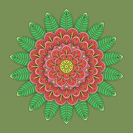 Mandala. Islam, Arabic, Asian ornamental motifs. Multicolor circular element. Decorative detail for ornaments. Different color decisionsのイラスト素材